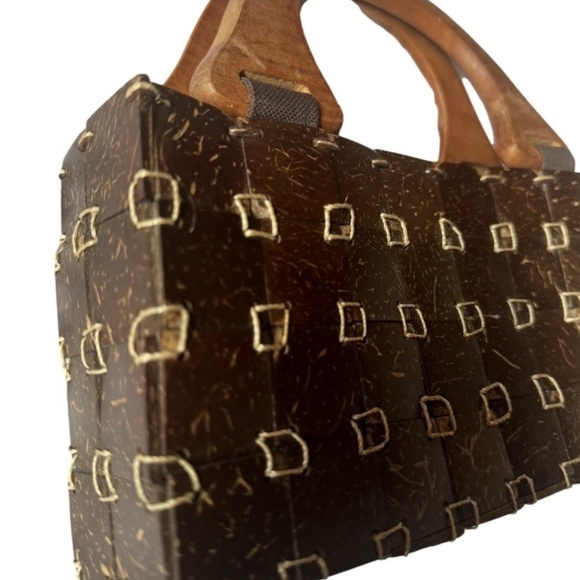 Vintage Boho Handmade Coconut Shell Purse - Picture 2 of 3